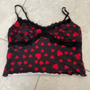 Petite black and red tank crop top Size Small